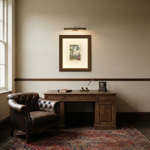 Antique Hand-Colored Print of Worship at a Chinese Shrine, Ferrario, 1815, shown framed in a room, true to size