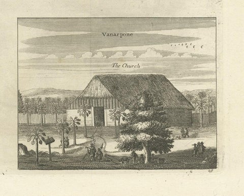 Antique Print of Various Churches on Ceylon or Nowadays Sri Lanka, 1732, close-up 4