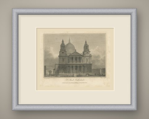 St Paul's Cathedral, the West Front, London, 1804, shown framed
