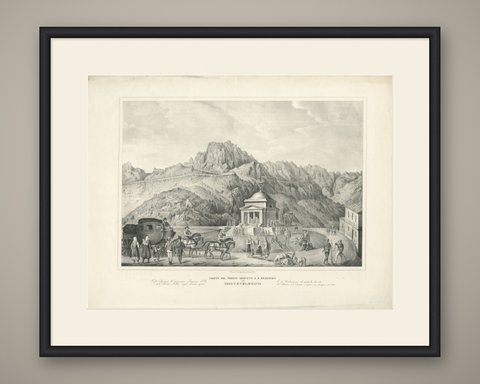 Temple of Saint Francis on Monte Velebich, Lithograph, circa 1840, shown framed