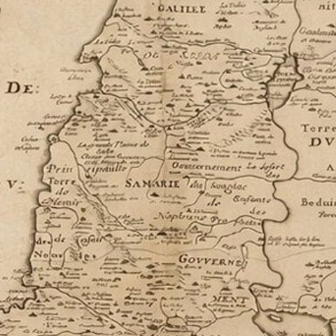 Holy Land Antique Map, Palestine, Syria, Levant Region, De la Rue Paris c1700, close-up 2