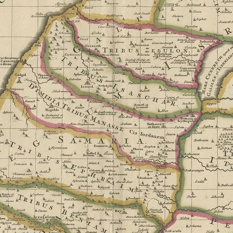 Antique Map of the Holy Land, Showing the Location of the Various Tribes, close-up 2