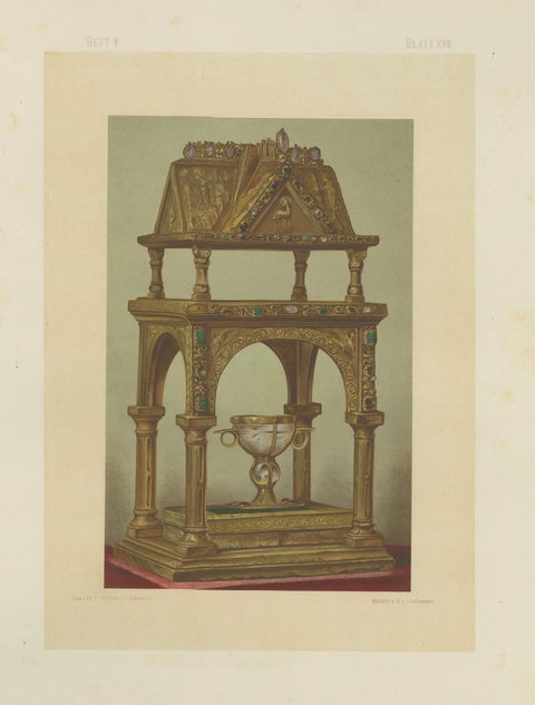 Sacred Splendor of the Reiche Kapelle Munich, Antique Chromolithograph, 1874, close-up 1
