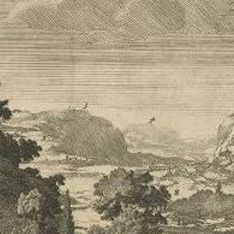 Antique Print of Mount Tabor and the Transfiguration of Christ, Israel, 1717, close-up 1