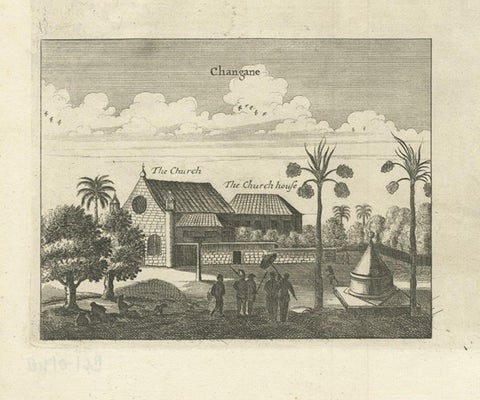 Antique Print of Various Churches on Ceylon or Nowadays Sri Lanka, 1732, close-up 3