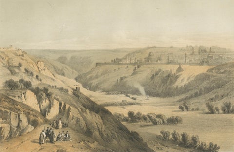 Rare Chromolithograph of the Mount of Olives and Gethsemane near Jerusalem, 1862, close-up 3