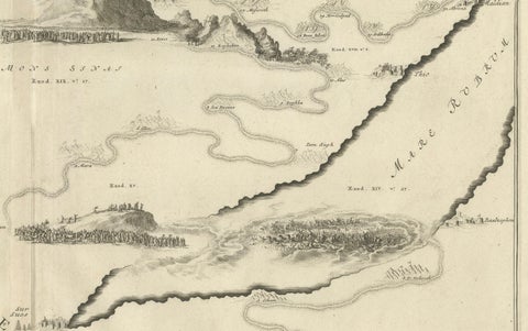 Decorative Map of the Holy Land, Wanderings of Moses by Pieter Mortier, ca. 1700, close-up 3