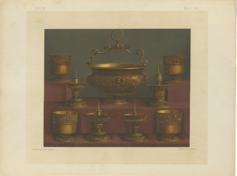 Pair of Chromolithographs of Bavarian Royal Chapel Objects, 1874, view 2