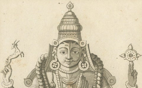 Historic 1806 Shiva and Vishnu Harihara Antique Print, Hindu Deity Engraving, close-up 4