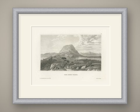 Mount Tabor, Galilee, Antique Steel Engraved View of the Holy Land, circa 1850, shown framed