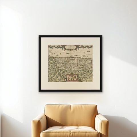 Frederic de Wit Map of Palestine, Terra Sancta, Amsterdam c.1670, shown framed on a wall, true to size