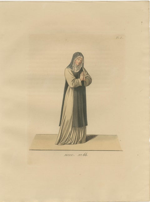 Servant, Dominican Nun and Young Lady in Traditional Italian Dress, 1845 Print, view 3