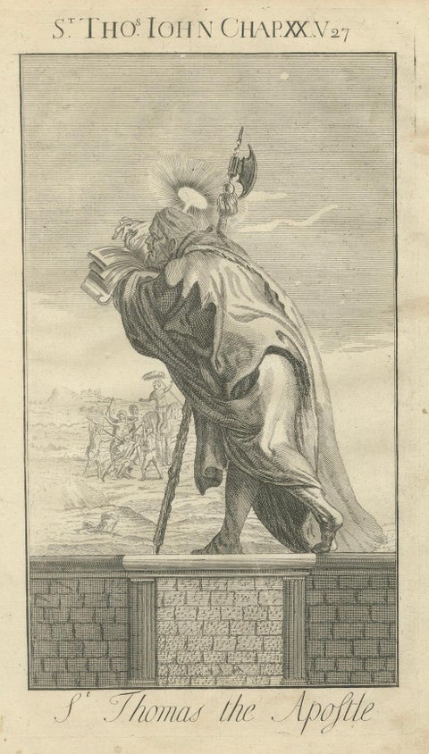 St. Thomas Apostle Engraving, John XX Doubting Thomas c.1735, close-up 5