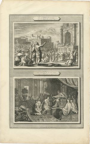 Ezra Reading the Law and Esther before Ahasuerus, Pieter Mortier, circa 1700, view 2