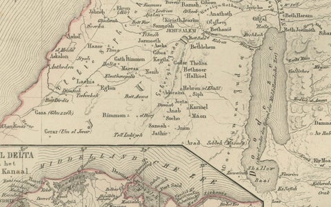 Palestine & Holy Land Map with Jerusalem Insets, Nieuwe Hand-Atlas, 1876, close-up 2
