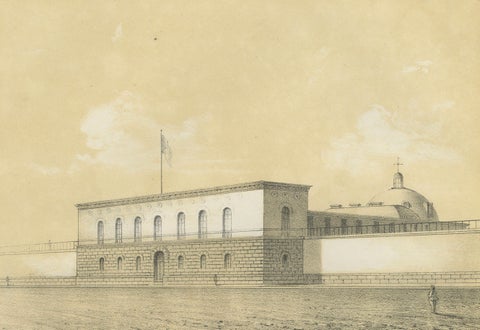 Antique lithograph views of Lima, Penitentiary & San Francisco Convent, 1865, close-up 2