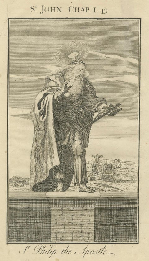 St. Philip Apostle Engraving, John I Calling of Philip c.1735, close-up 5