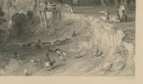 Antique Constantinople Print, Allom St George Monastery Princes Islands, ca.1838, close-up 4
