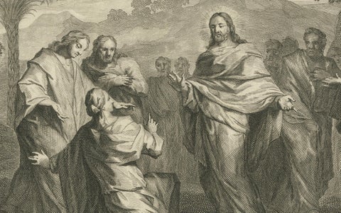 Healing of a Possessed Man & Calling of the Apostles, Pieter Mortier, ca. 1700, close-up 3