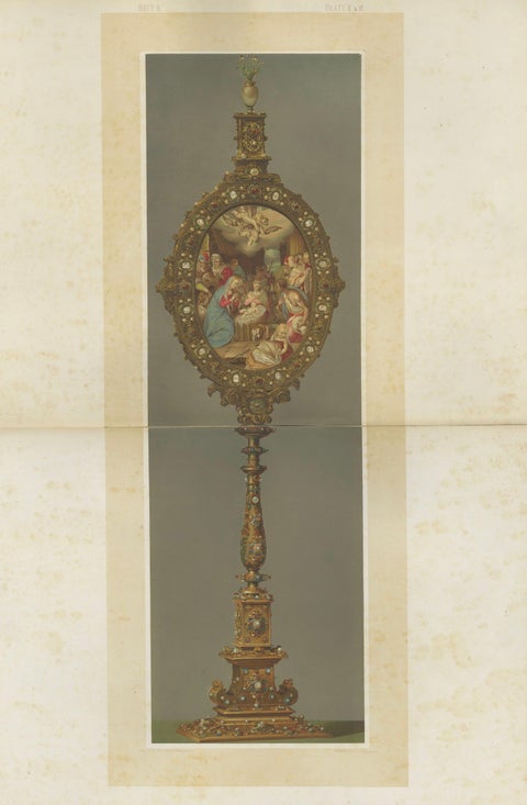 Antique Chromolithograph Monstrance Reiche Kapelle Munich Sacred Object, 1874, close-up 3