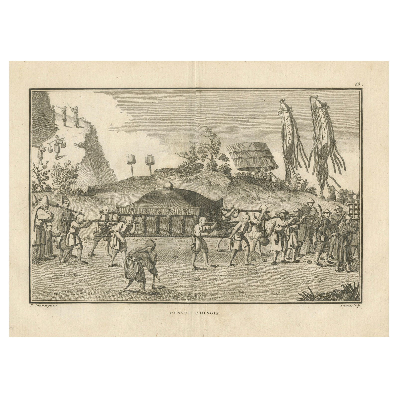 Chinese Funeral Procession with Palanquin, Engraving after Sonnerat, 1806