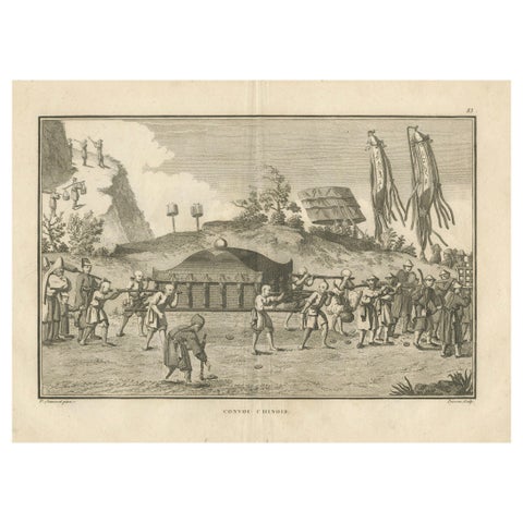Chinese Funeral Procession with Palanquin, Engraving after Sonnerat, 1806