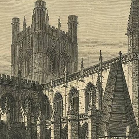 Antique Print of Chester Cathedral from the Illustrated London News, 1881, close-up 2