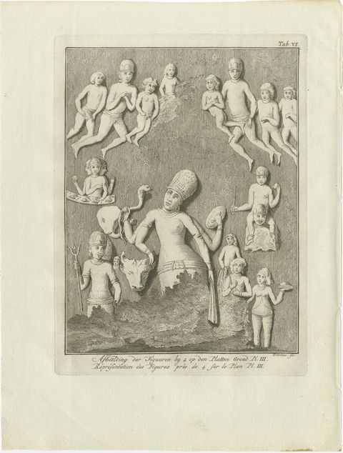 Elephanta Cave Sculpture at Station 4, Antique Niebuhr Print, 1780, view 2