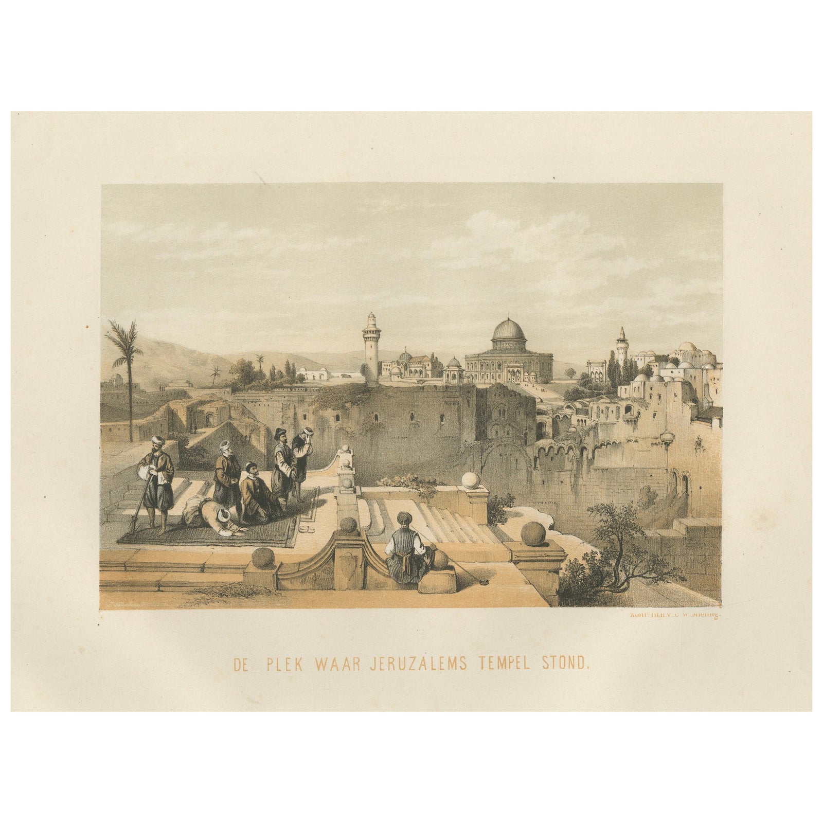 Chromolithograph of the Temple Mount in Jerusalem, Historical View of 1862