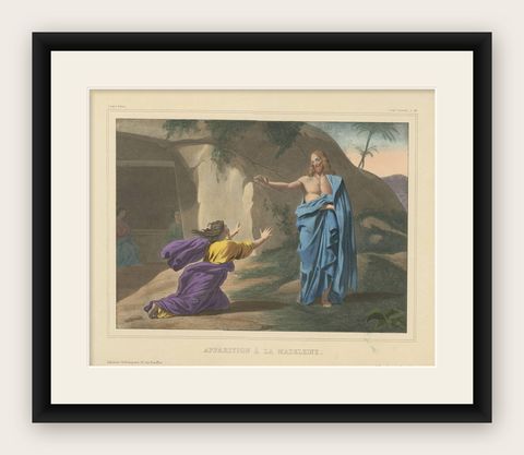 Antique Religious Print 'No. 39' the Appearance to Mary Magdalene, circa 1840, shown framed
