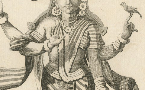 1806 Engraving: Chiven as Ardhanarishvara, Divine Union in Hindu Mythology, close-up 4