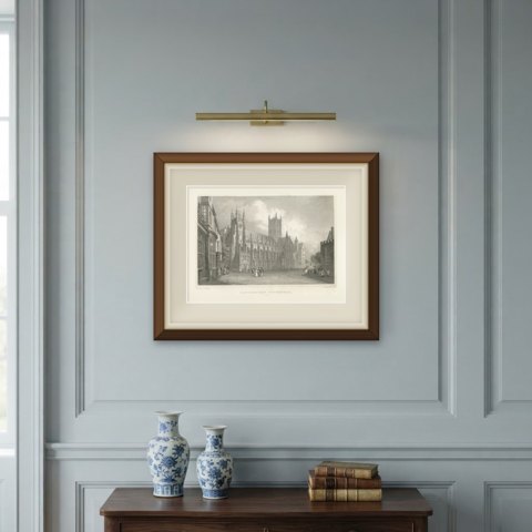 Canterbury Cathedral, Kent, after T. M. Baynes, Antique Steel Engraving, 1837, shown framed on a wall, true to size