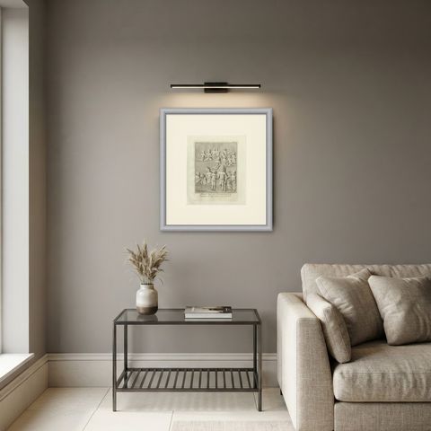 Elephanta Cave Sculpture at Station 7, Antique Niebuhr Print, 1780, shown framed in a room, true to size