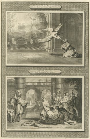 Isaiah's Vision and Jeremiah Drawn from the Pit, Pieter Mortier, circa 1700
