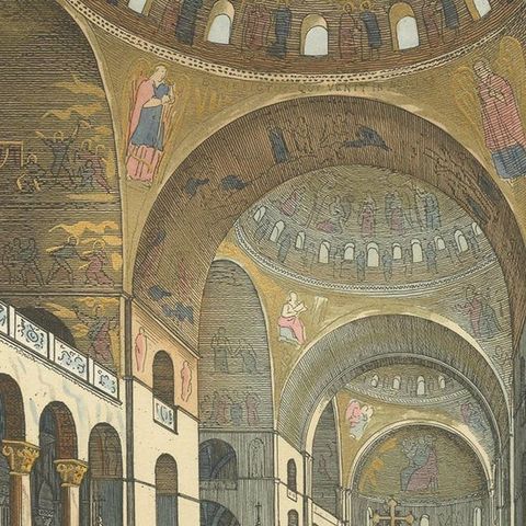 Antique Print of L’Eglise Saint Marc a Venise, 1860, Historical Art, close-up 2
