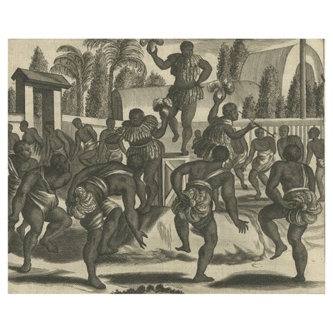 Ritual Dance in Brazil in the 17th Century on a Copper Engraving by Montanus