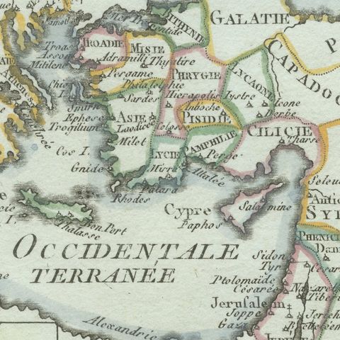 Antique New Testament Map with Plan of Jerusalem after Bonne, circa 1770, close-up 1