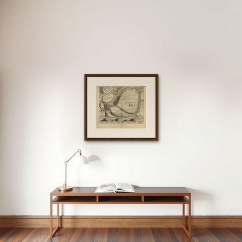 Antique Bible Plan of Jerusalem by Covens & Mortier, 1743, shown framed on a wall, true to size