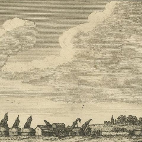 Antique Print of Tartar Tents, Wagon and a Tartar Church, 1714, close-up 2