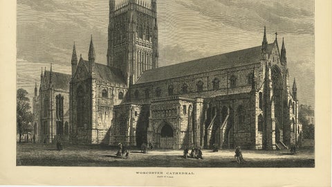 Antique Print of Worcester Cathedral from the Illustrated London News, 1880, view 4