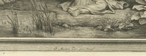 Zimri Burns His Palace and Elijah Fed by the Ravens, Pieter Mortier, circa 1700, close-up 1