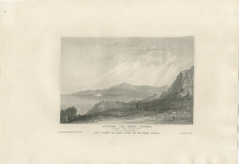 Antique View from Mount Carmel, Bay of Acre, Holy Land Engraving, circa 1850, view 2