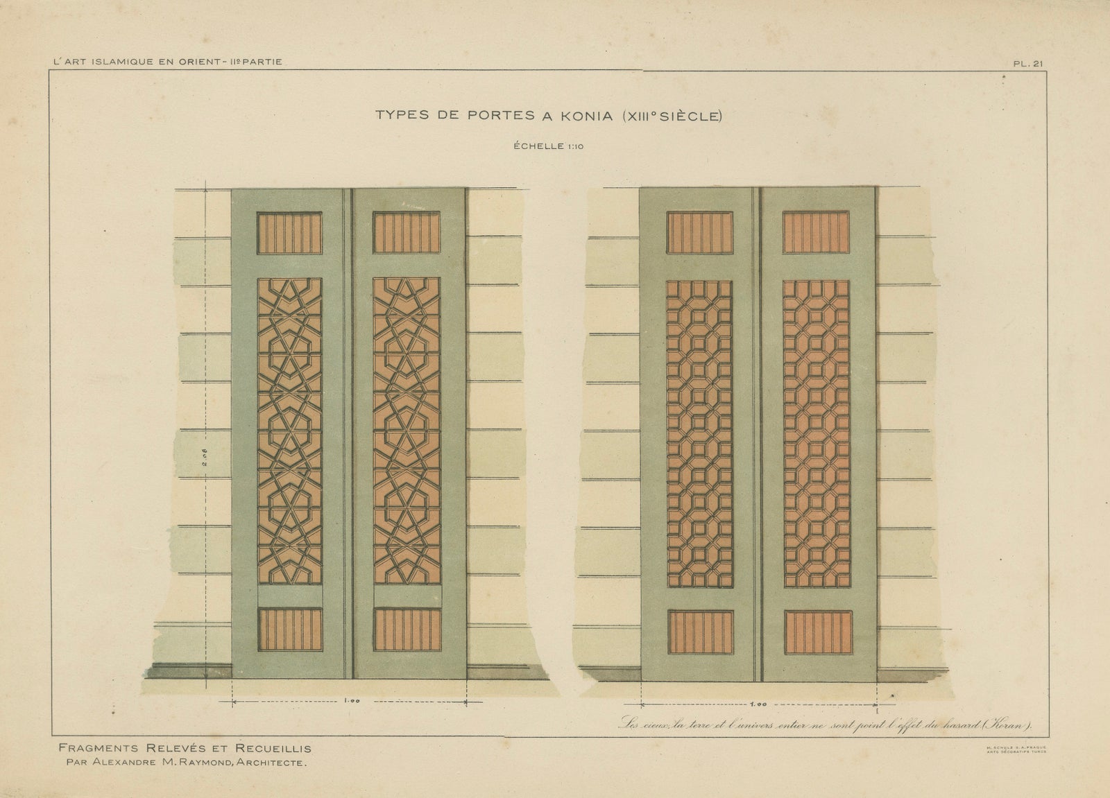 Seljuk Geometric Door Designs of Konya, Islamic Architecture, Raymond 1924