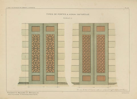 Seljuk Geometric Door Designs of Konya, Islamic Architecture, Raymond 1924