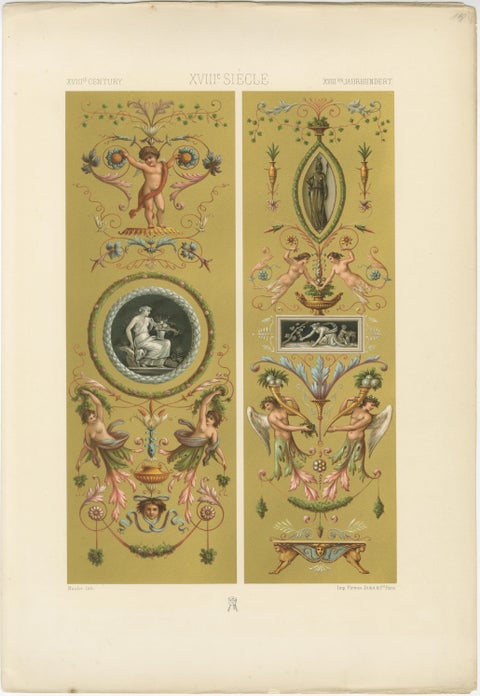 Set of Three Renaissance Religious Ornament Chromolithographs by Racinet, 1873, view 2