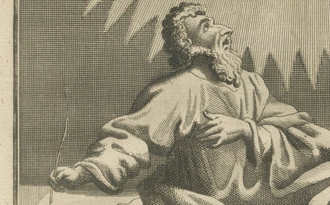 St. Paul to Galatians, Rejecting Mosaic Law, Antique Engraving c.1735, close-up 3