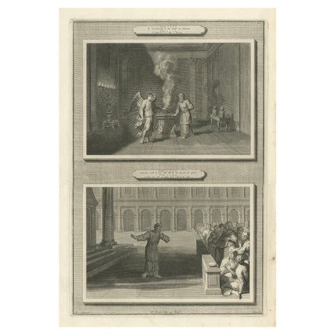 Angel Appears to Zechariah & Zechariah Struck Mute, Pieter Mortier, ca. 1700