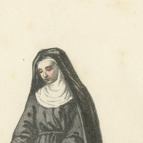 Ursuline, 1862 Hand-Colored Lithograph of an Ursuline Nun, close-up 1