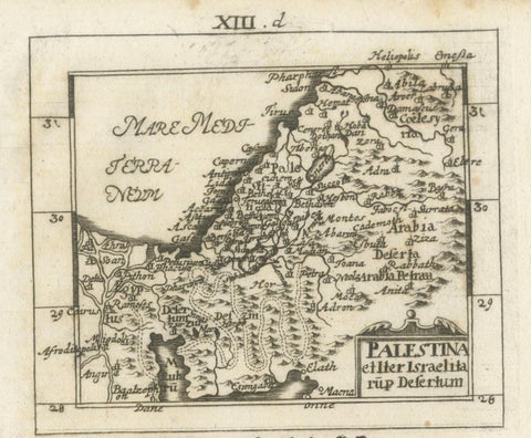 17th Century Holy Land Map “Palestina” with German Biblical Text, c.1650, close-up 1