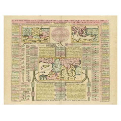 Biblical Map and Family Trees of the Holy Land by Chatelain, ca. 1720